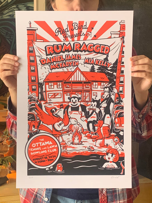 Rum Ragged, Mia Kelly & Daniel James McFadyen silkscreened gig poster
