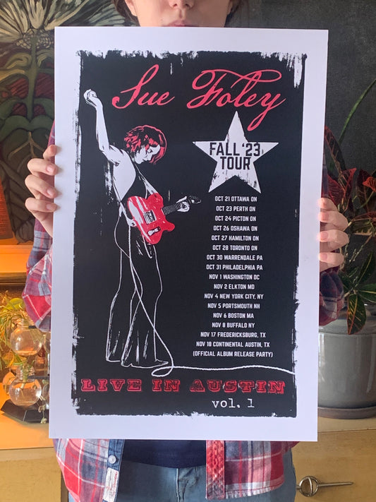 Sue Foley 2024 tour silkscreen gig poster