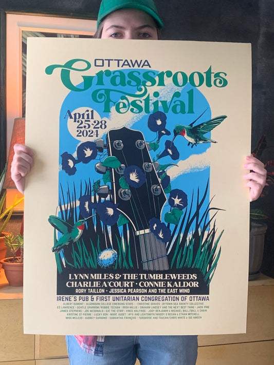 Ottawa Grassroots Festival 2024 silkscreened gig poster