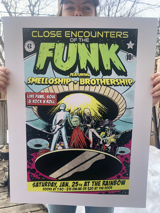 ‘Close Encounters of the Funk’ silkscreened gig poster